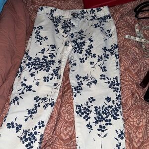 GAP Khakis with Blue Floral Design